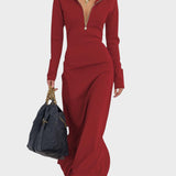 Matilda™️ | Retrohenkinen sporttinen maksimekko vetoketjulla