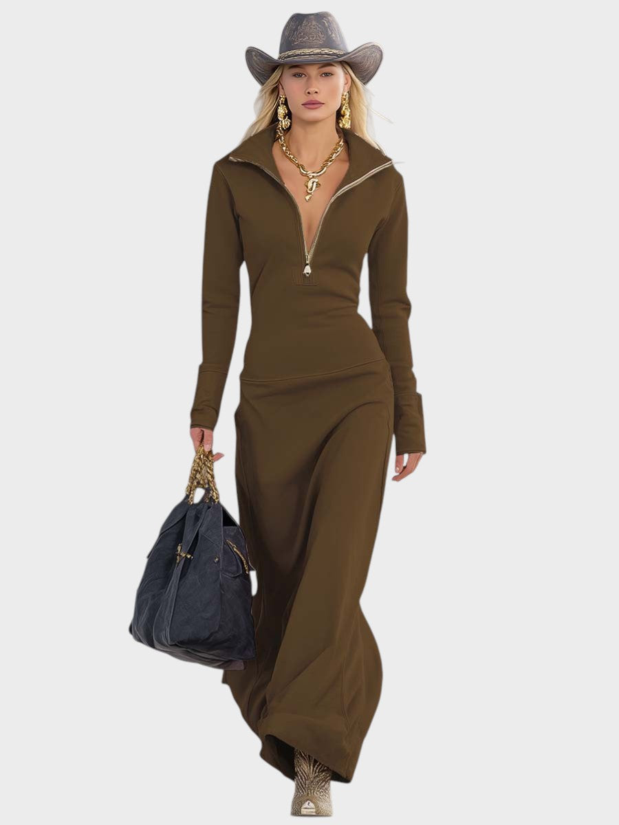 Matilda™️ | Retrohenkinen sporttinen maksimekko vetoketjulla