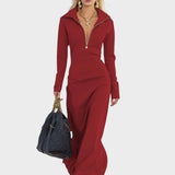 Matilda™️ | Retrohenkinen sporttinen maksimekko vetoketjulla