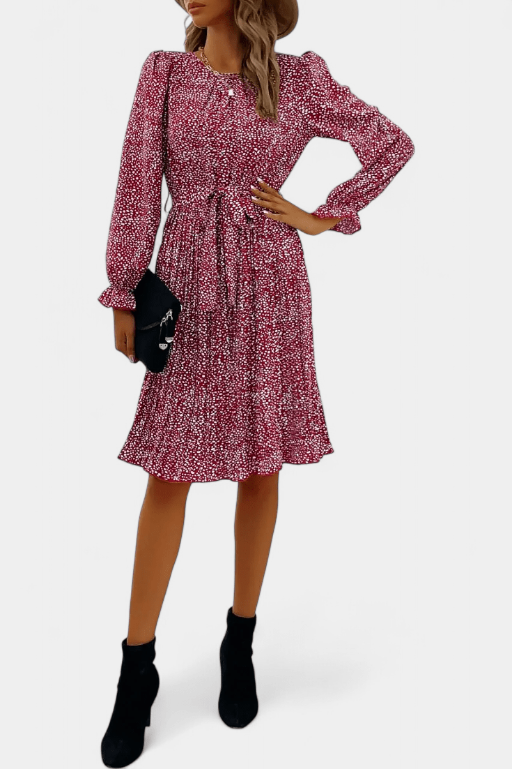 Senni™️ | Leopardikuosinen pliseerattu mekko