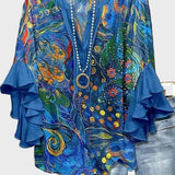 Karoliina™ | Taiteellinen sininen pusero