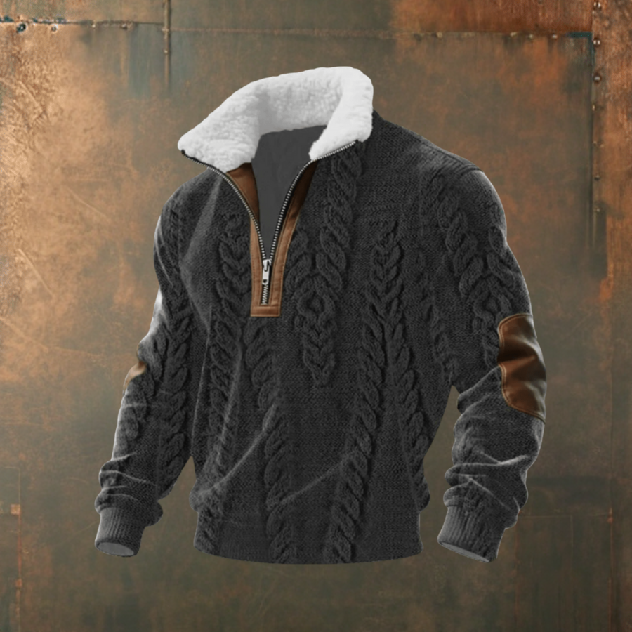 Markus™ | Tyylikäs miesten neule lämpimällä fleecekauluksella